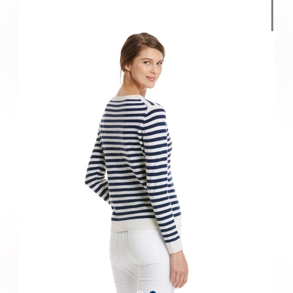 Vineyard Vines blue + white stripe nautical cashmere blend sweater size XS - Picture 2 of 6